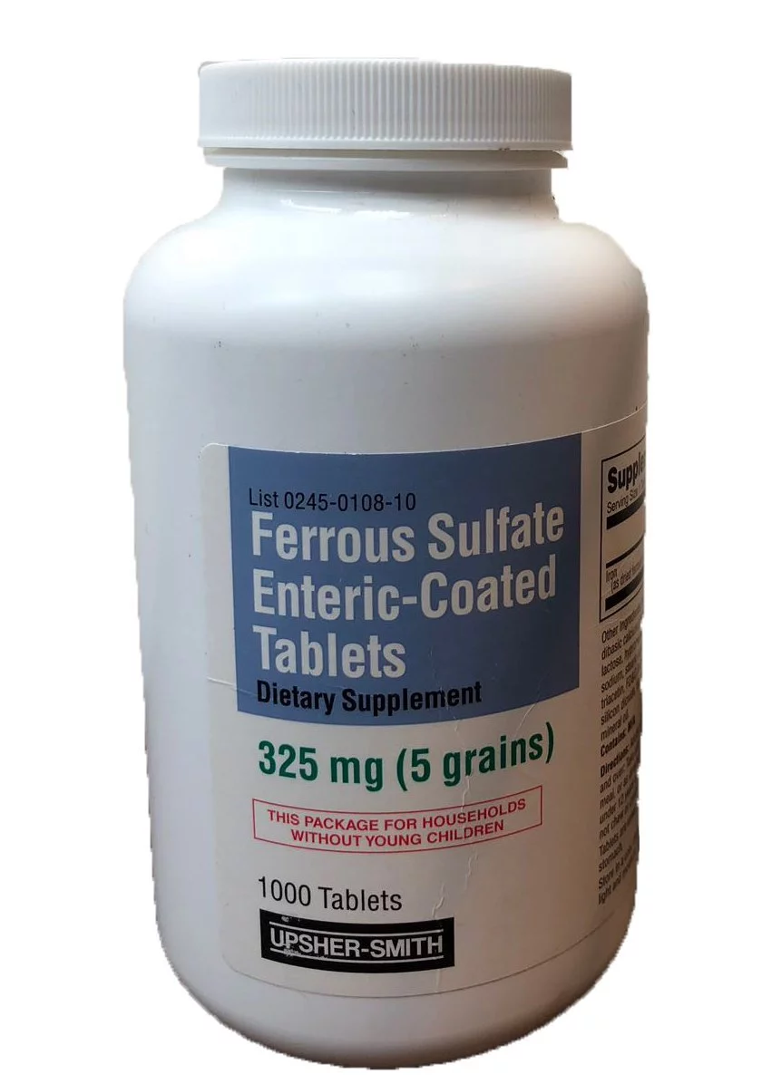 Upsher-Smith Ferrous Sulfate Enteric-Coated Dietary Supplement, 325 mg, 1000 Count