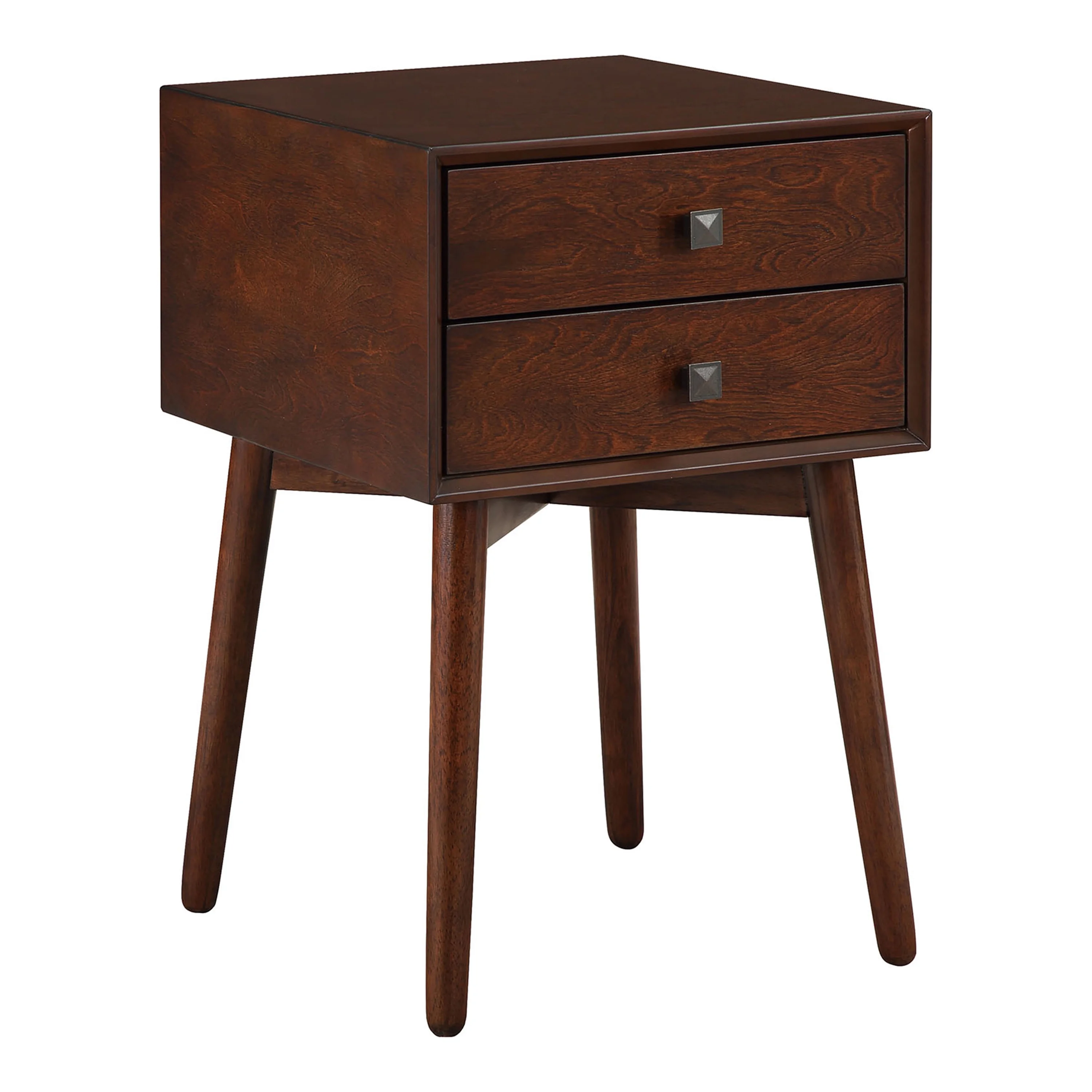Berne Indoor 2-Drawer Wood Espresso End Table for Bedroom by Furniture of America
