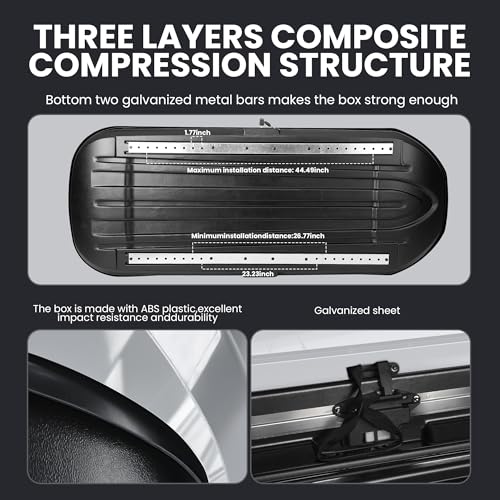 Large Cargo Carrier Box, Heavy Duty Hard Shell Roof with Security Keys, Waterproof Rooftop Cargo Box, 62 (L) x 31 (W) x 15(H) Inches, 16 Cubic Feet, Tool-Free Install (Diamond Black)