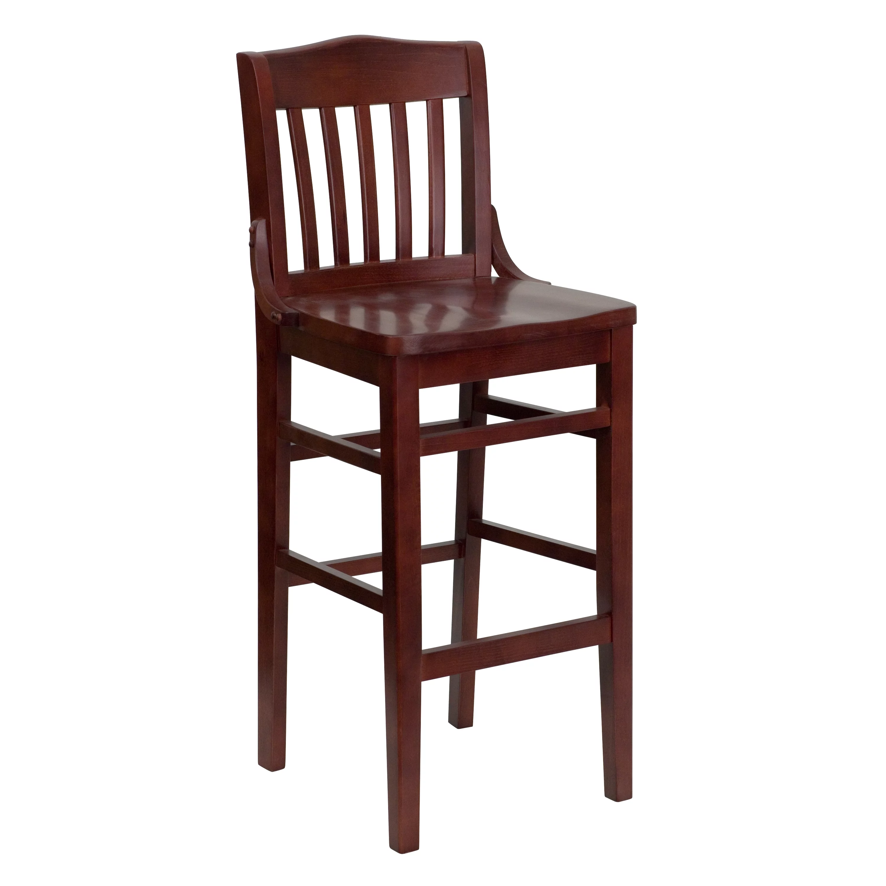 Flash Furniture HERCULES Series School House Back Mahogany Wood Restaurant Barstool