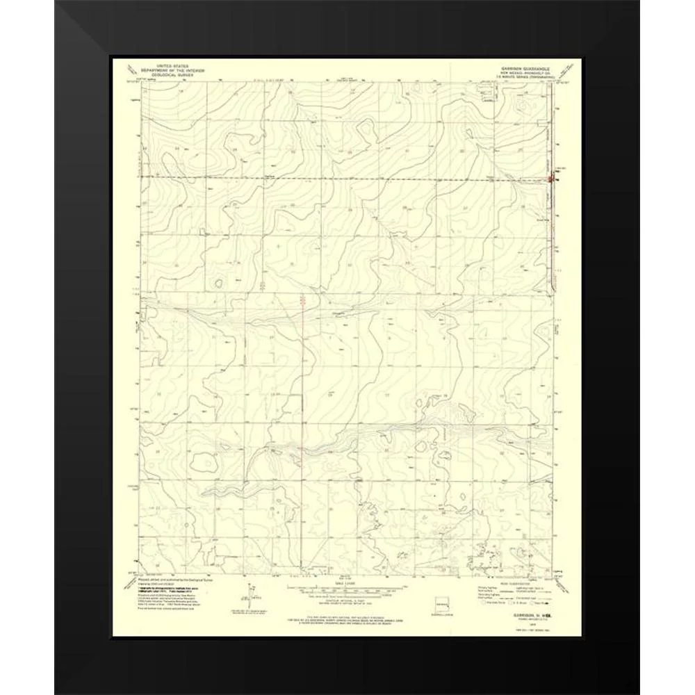 USGS 20x24 Black Modern Framed Museum Art Print Titled - Garrison New Mexico Quad - USGS 1972