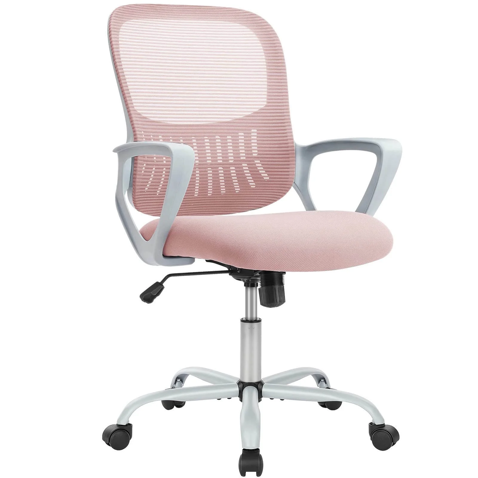 Deiokin Home Office Chair, Ergonomic Mesh Back Task Office Chair, Computer Desk Chair with Adjustable Lumbar Support and Arms, Executive Rolling Swivel Chair for Women & Men, Pink