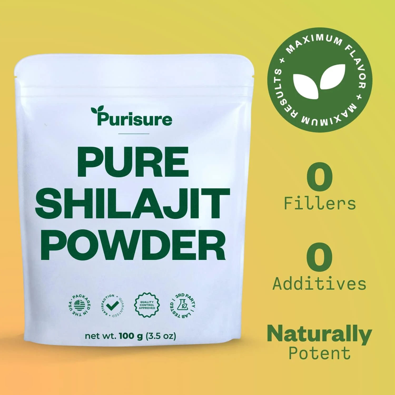 Purisure Shilajit Powder 12:1 Extract, 100g, 5% Fulvic Acid Content, 400 Servings