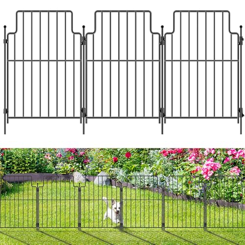 10Pack Decorative Garden Fence, 21in x10.83ft Small Animal Barrier Fence,Square No Dig Garden Fence Border for Dog Rabbits, Rustproof Metal Ground Stake Fencing Panels for Outdoor Yard Patio