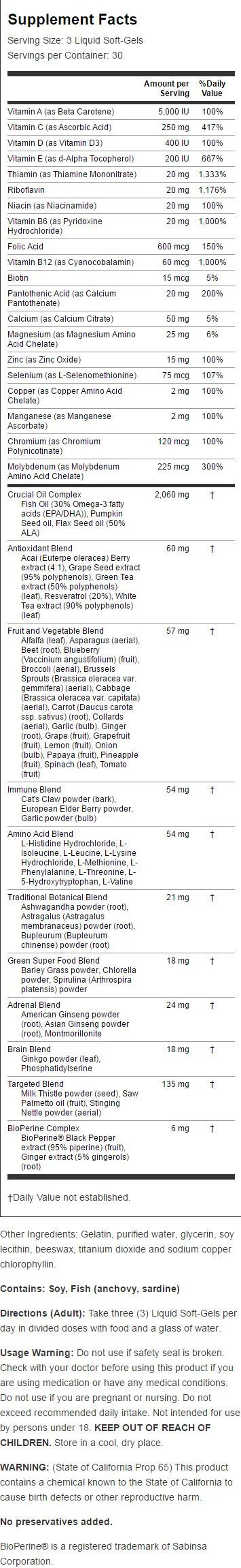 Irwin Naturals Men'S Living Green Liquid-Gel Multi, 90ct