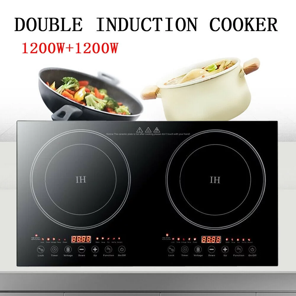 CNCEST Double Induction Cooker Cooktop Digital Double Countertop Burner 8 Gear Firepower