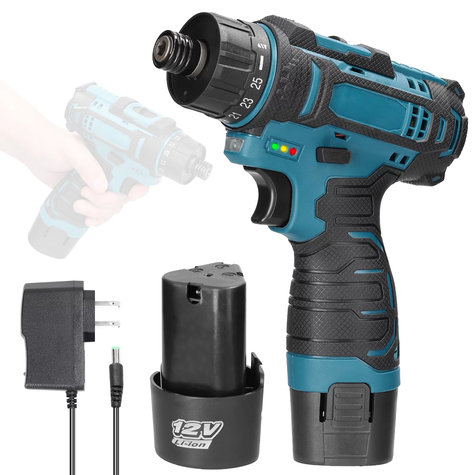 12 V Screwdriver Torque Adjustable 2 Speed Control Modes Multifunctional Repairing Tool Kit Brush Motor Electric Screw Driver for Mobilephones Computers Home Appliances