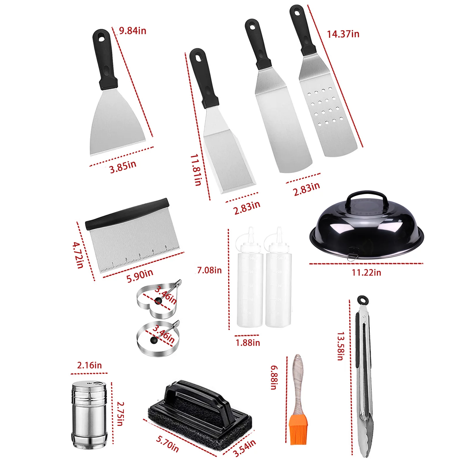 Hvacstar 32Pcs BBQ Tools Grill Tools Set Yard Grilling Party Essential Kit Stainless Steel Griddle Tools Set for Outdoor Barbecue & Camping