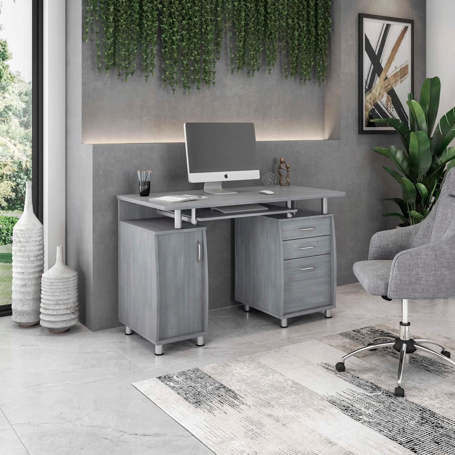 Small Computer Desk In Gray