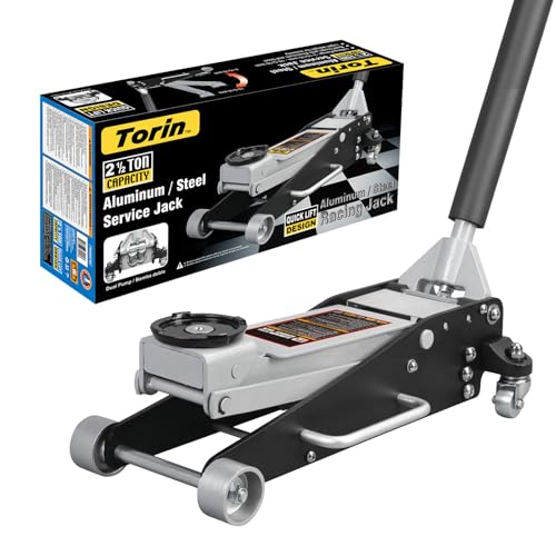 Torin TAM815016L Hydraulic Low Profile Aluminum and Steel Racing Floor Jack with Dual Piston Quick Lift Pump, 1.5 Ton (3,000 lb) Capacity, Black