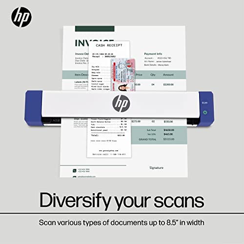 HP Small USB Document & Photo Scanner for Portable 1-Sided Sheetfed Digital Scanning, Model HPPS100, for Home, Office & Business, PC and Mac Compatible, HP WorkScan Software Included