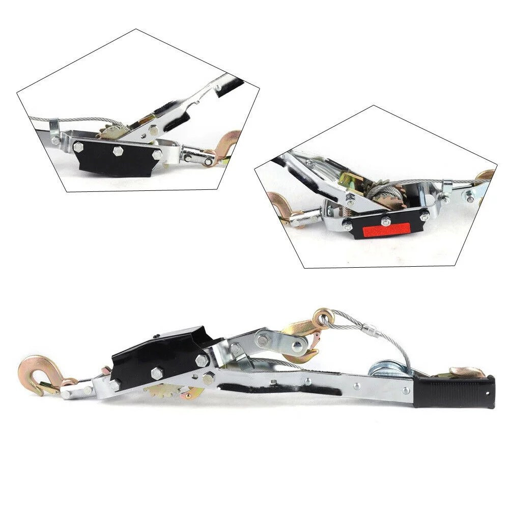 CNCEST 5 Ton Gravity Tractor Hand Puller 3 Hooks 2 Gear Heavy Duty Winch Pull Hoist Come Along Cable