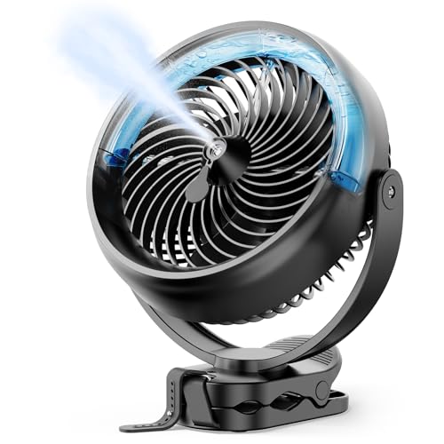 Koonie 10000mAh Portable Clip on Fan with LED Lantern and Hook, 8'' Battery Operated Desk Fan, Quiet Camping Fan with LED Digital Display, 360° Rotation & 3 Speeds for Travel Tent Gym Treadmill