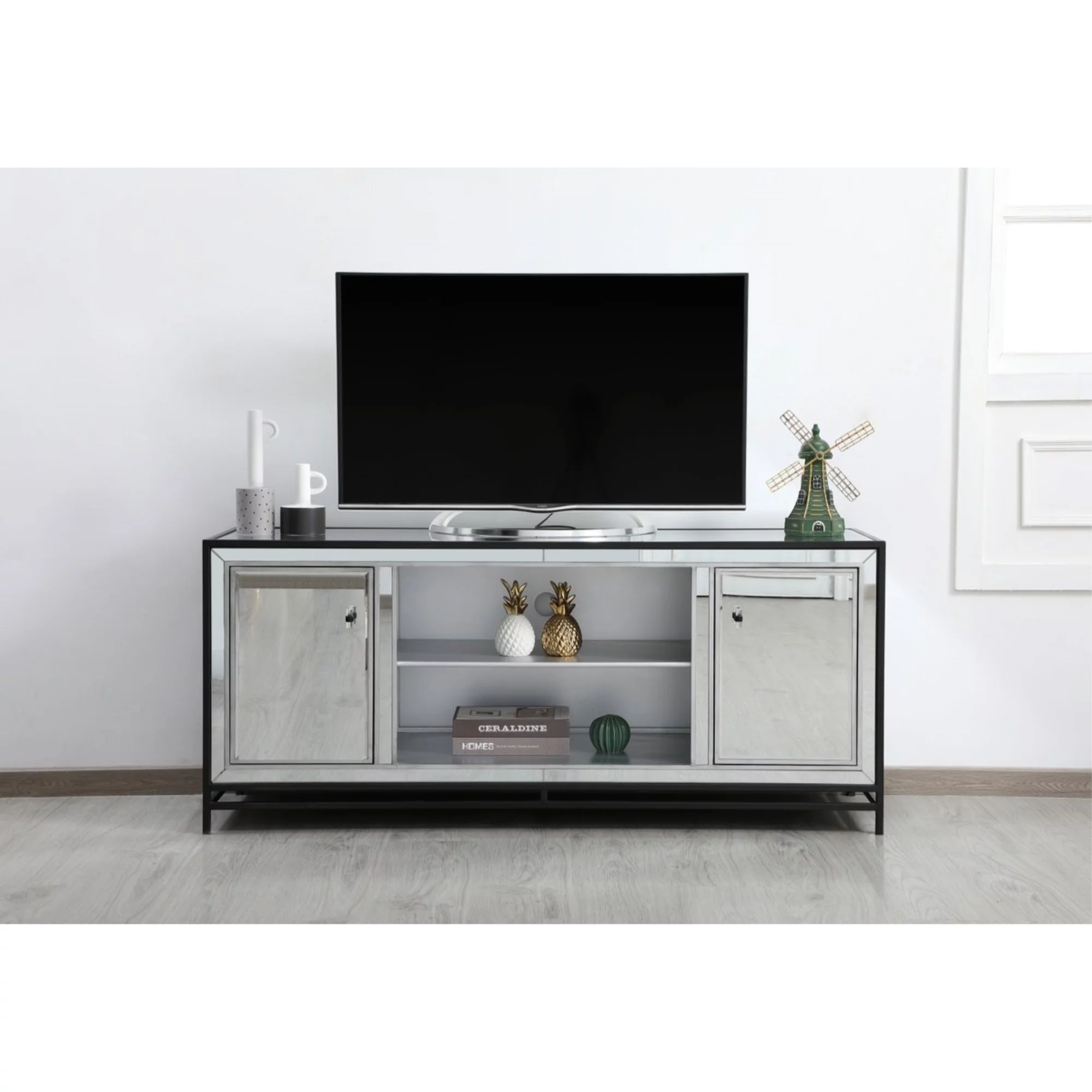 Elegant Decor James Mirrored TV Stand for TVs up to 55
