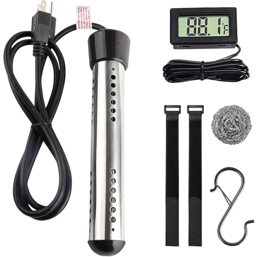 2000W Immersion Water Heater UL Listed,Portable Electric Water Heater with 304 SS Anti-scalding,Updated with Digital Thermometer,S Hook,2 Reusable Straps,Heats up to 5 gallons of Water in Minutes