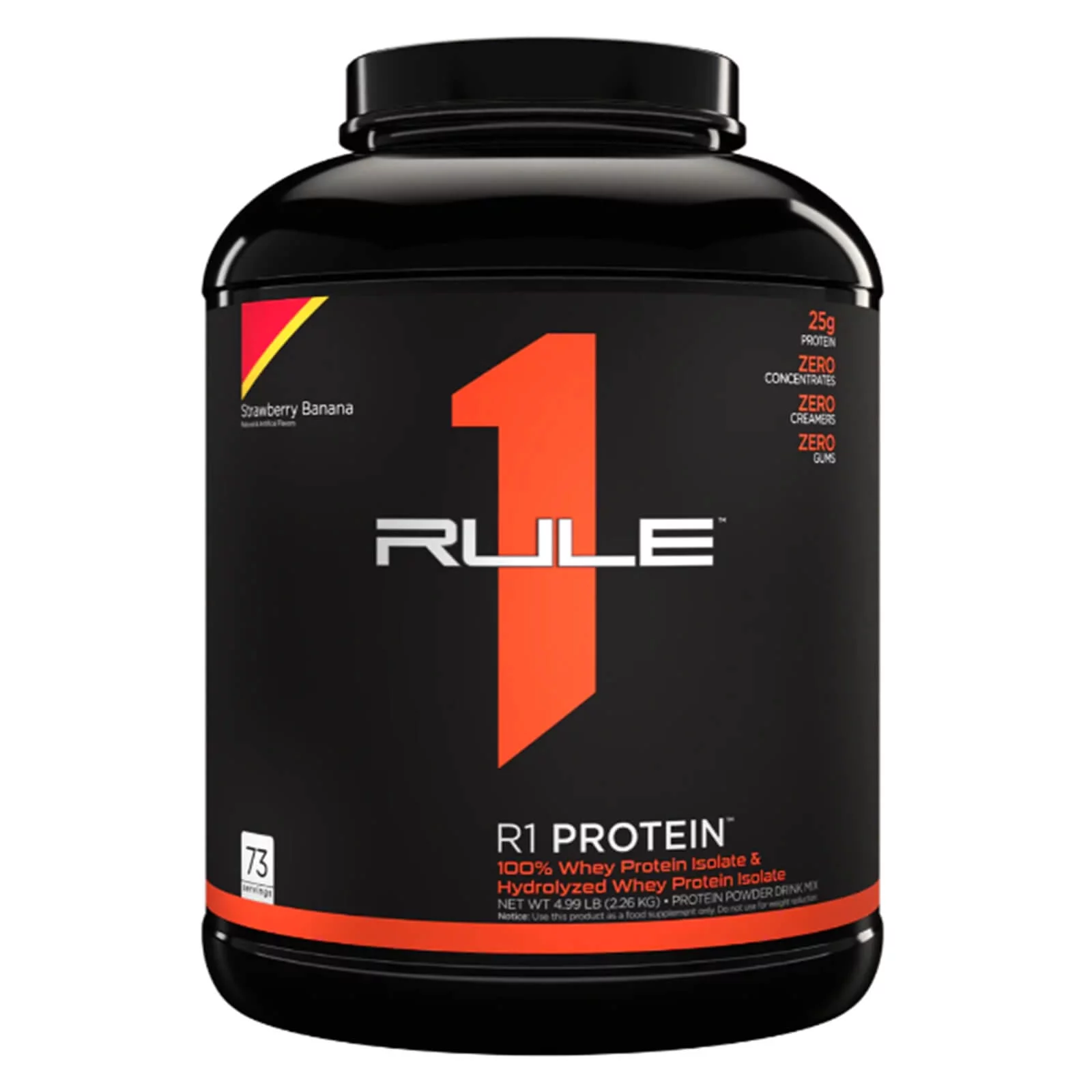 RULE 1 Protein 73 serv Strawberry Banana Whey Protein Isolate Hydrolysate 4.99lb