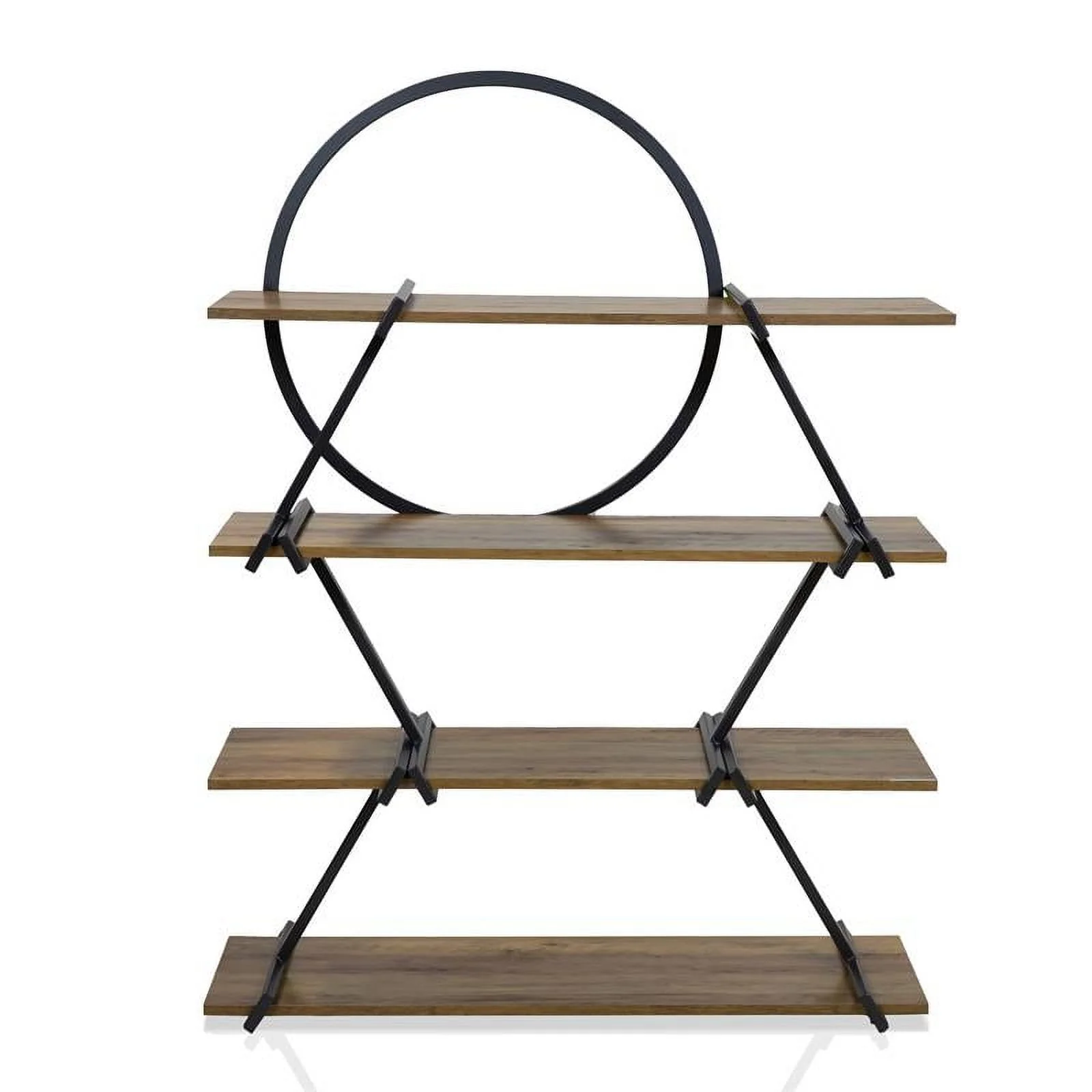 Furniture of America Burks Industrial Metal 4-Layer Bookcase in Matte Black