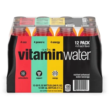 Vitaminwater 3 Flavor Variety Pack 20 Oz Bottle, 12 Count