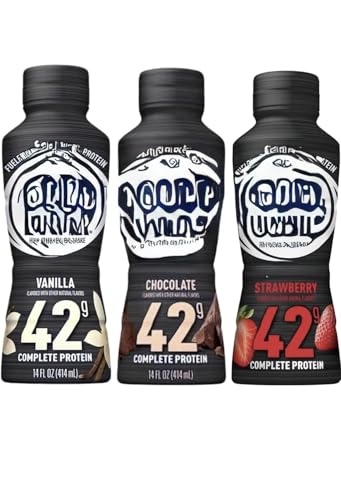 ' Elite High Protein Milk Shake 42g (Pack of 12) 3 Flavor Pack - Chocolate, Vanilla and Strawberry 14 Fl bottles