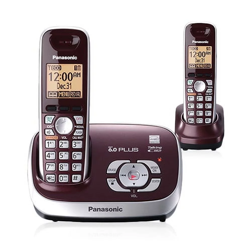 Restored Panasonic KX-TG6572R Dect 6.0 Plus Expandable Digital Cordless Phone w/ 2 Handsets (Refurbished)
