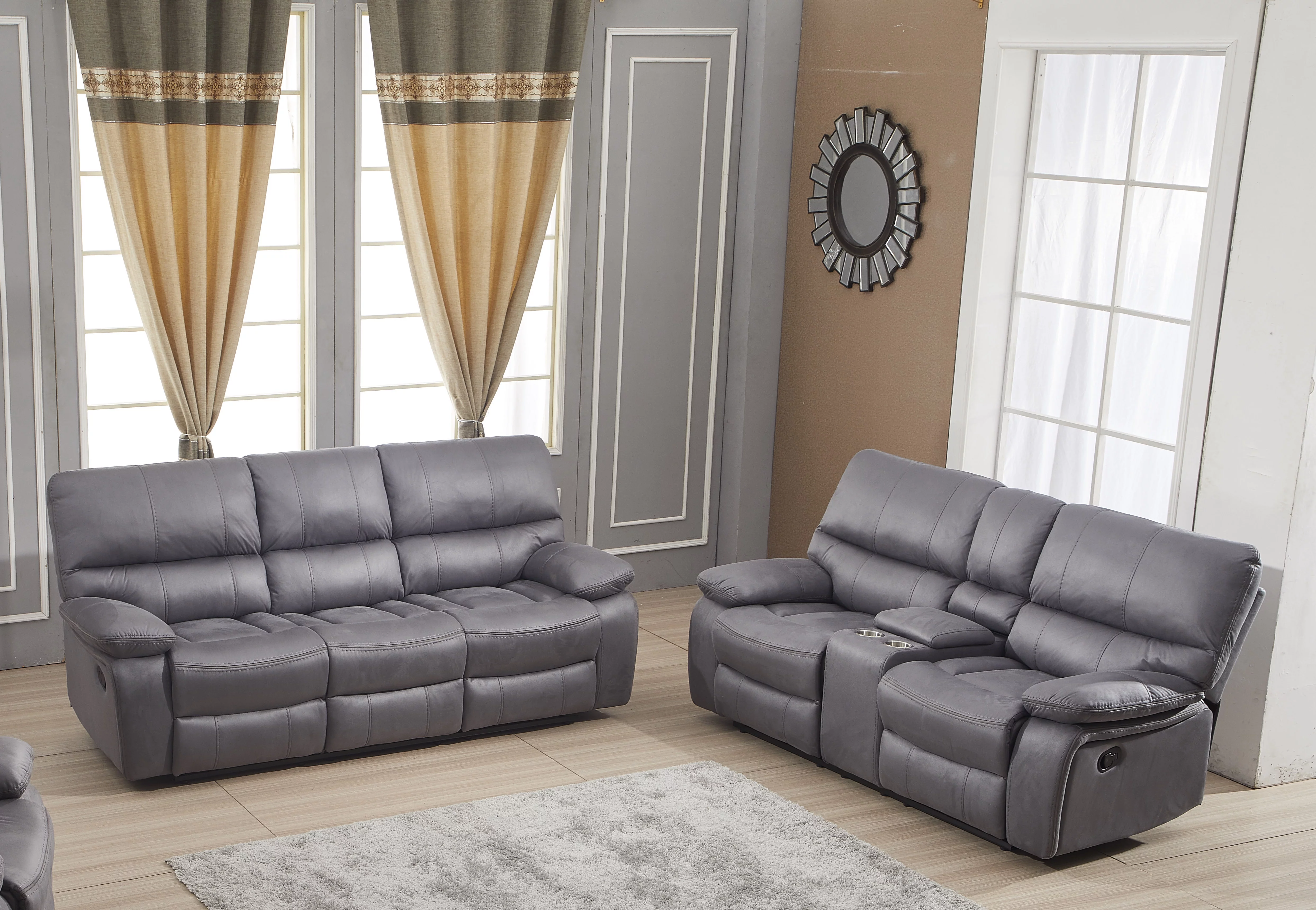 Betsy Furniture Microfiber Reclining Sofa Living Room Sofa + Loveseat
