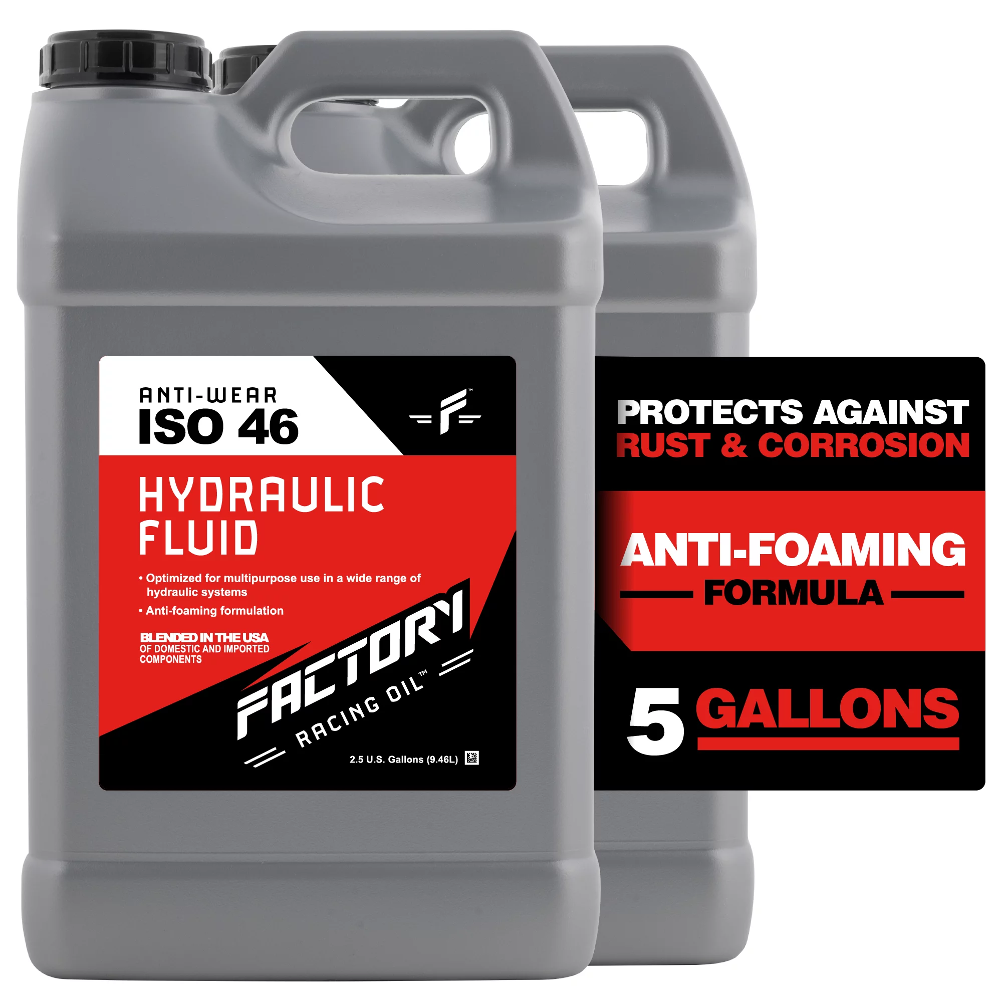 Factory Racing Oil 214803 Twin Pack Anti-Wear ISO 46 Hydraulic Fluid - 5 Gallons (2x2.5 Gal bottles)