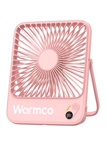 Warmco 10000mAh Portable Travel Fan 7-inch, [10-24H Runtime] Ultra-thin Digital Display Mini Desk Battery Operated Fan for Bedroom, Camping, Cruise Essentials 2025