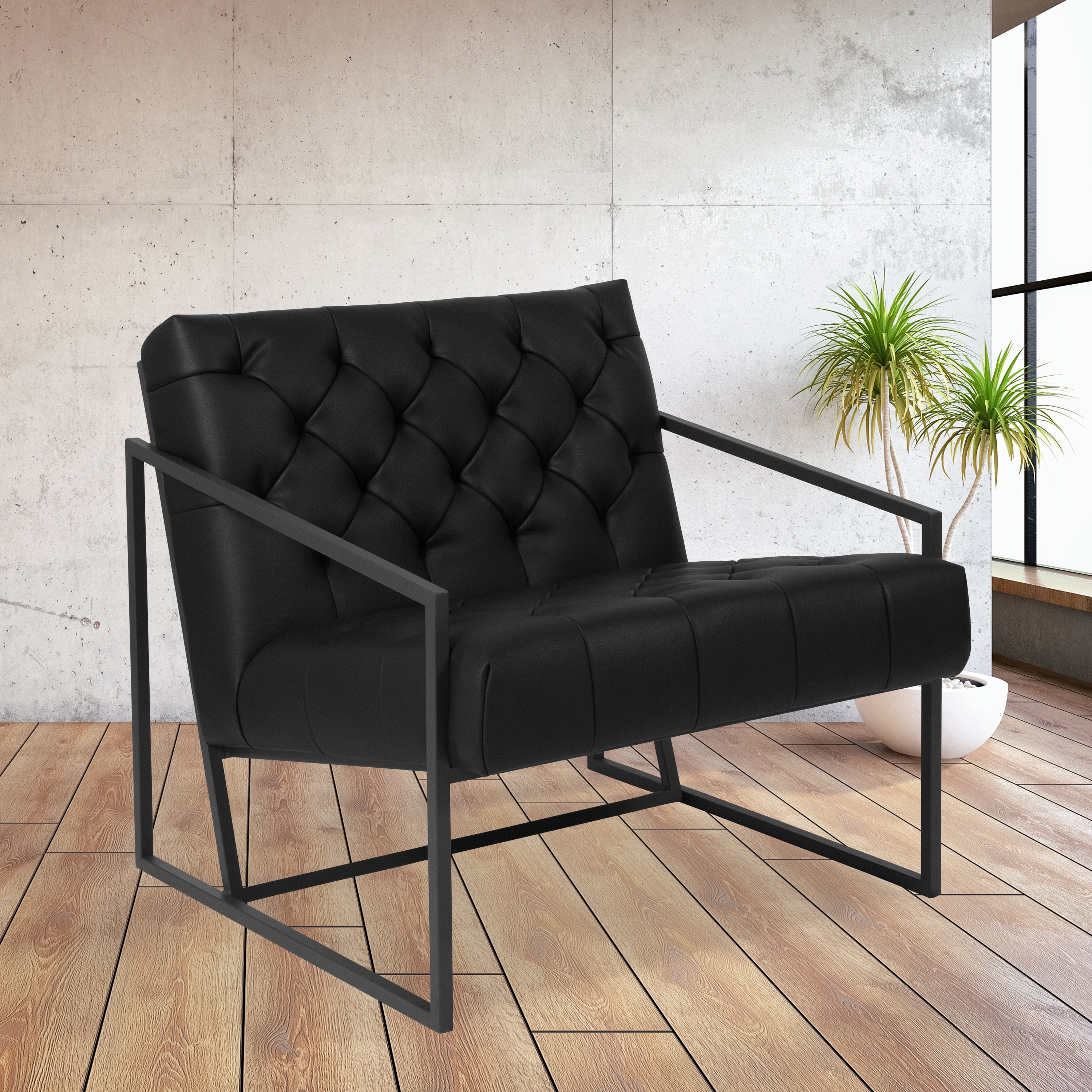 Flash Furniture HERCULES Madison Series Black LeatherSoft Tufted Lounge Chair
