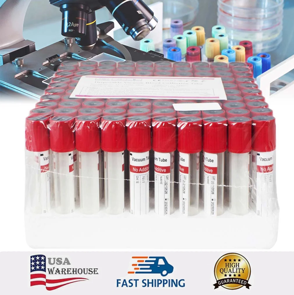 Fencia 100PCS 500ML/Tray Large Capcity Vacuum Blood Collection Tubes - Sterile Glass No Additive Tubes, 12x75mm