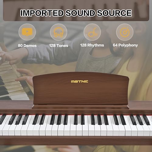 Digital Piano 88 Key Weighted with Piano Bench, 88 Key Full Size Semi Weighted Keyboard Piano, Electronic Piano for Beginner,with Adjustable Stand,Carrying Case,Sustain Pedal,Headphone (Black)