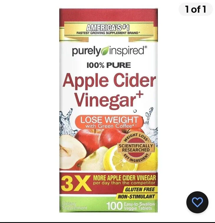Purely Xen Inspired Apple Cider Vinegar Pills Weight Loss 100 ct - Exp 8/24