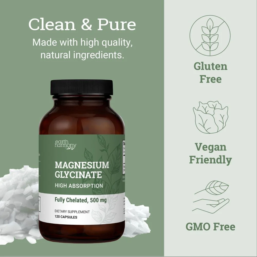 Pure Chelated Magnesium Glycinate 500 mg - 120 Capsules