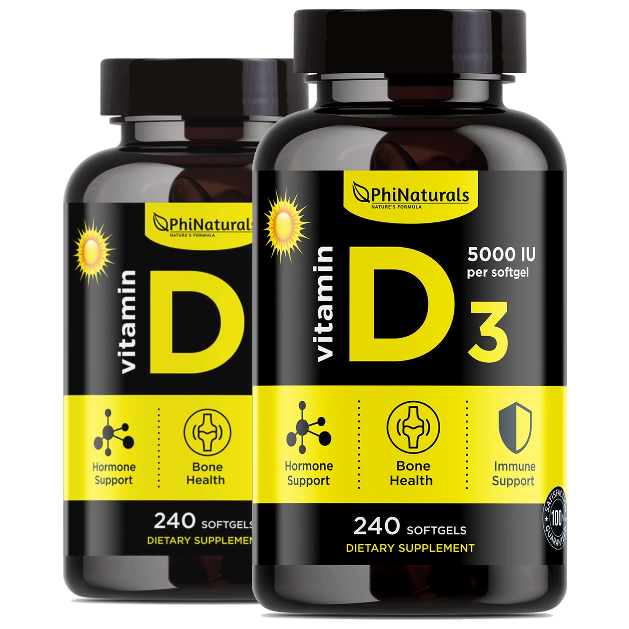 Vitamin D3 5000 IU Supplement (Pack of 2) Capsule by Phi Naturals