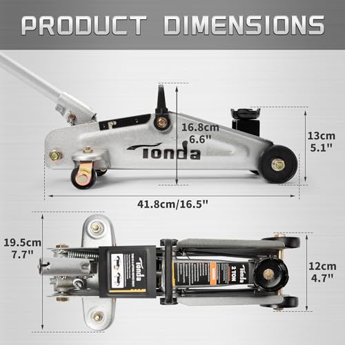 Tonda Floor Jack, Hydraulic Portable Car Jack, 2 Ton (3,800 lb) Capacity, Blue