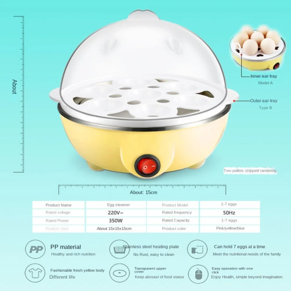 Household Multi Function Cooking Tools Auto-Off Omelette 7 Eggs Boilers Egg Cooker Egg Steamer PINK EU PLUG