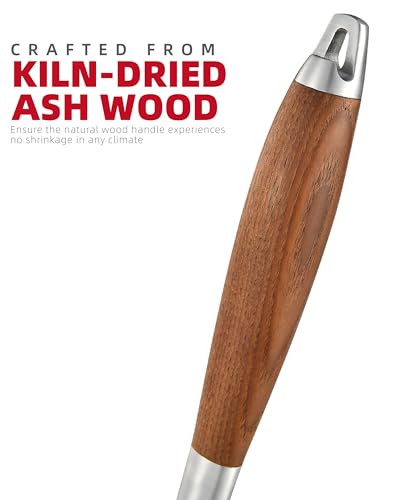 Heavy-Duty Rose Wooden BBQ Grilling Tools Set. Extra Thick Stainless Steel Multi-Function Spatula, Fork & Tongs | Essential Accessories for Barbecue & Grill. Ideal Gift for Father…