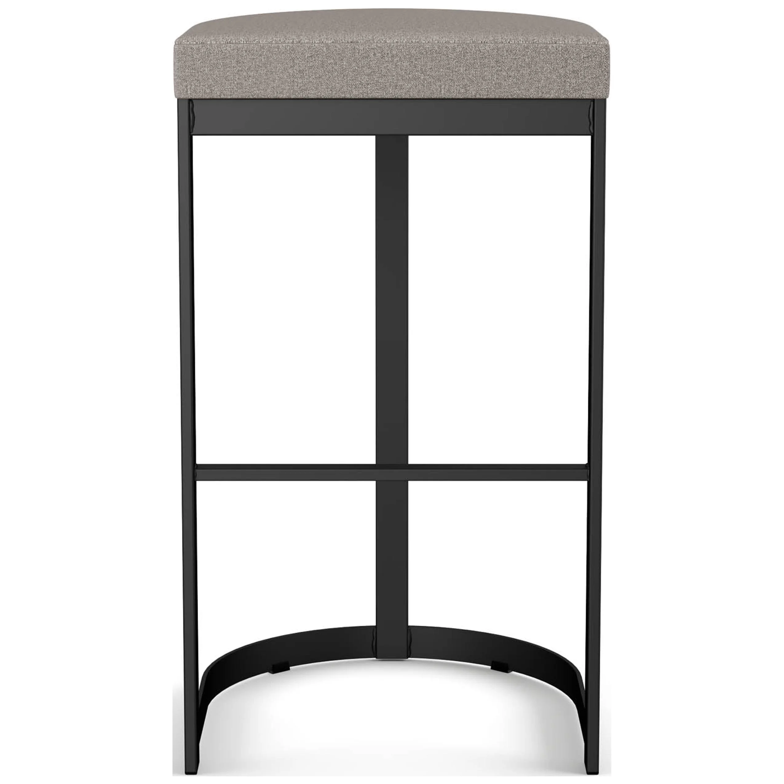 Amisco Lester 26 In. Counter Stool - Grey and Beige Polyurethane / Black Metal