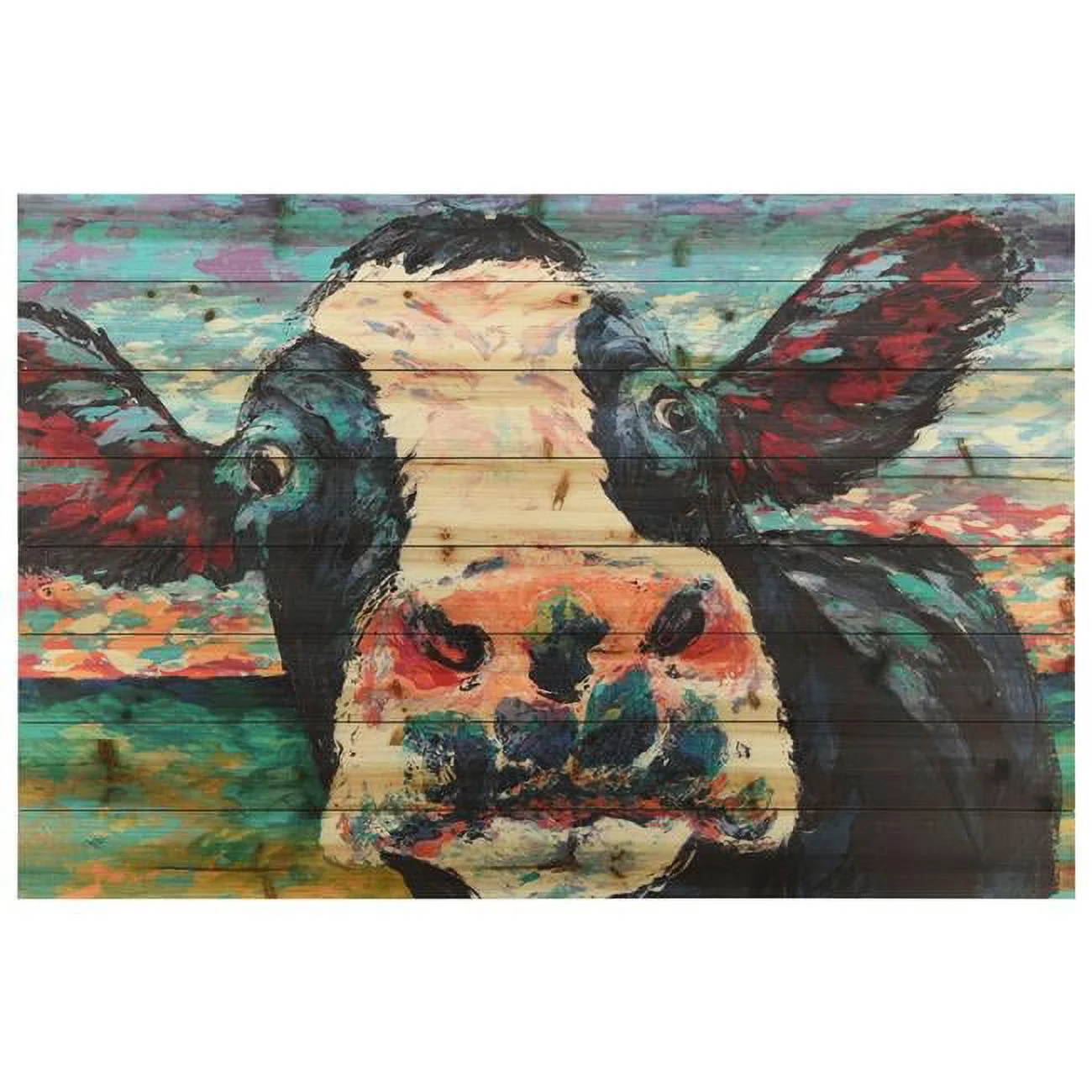 30 x 45 in. Curious Cow 2 Digital Print on Solid Wood Animal Wall Art