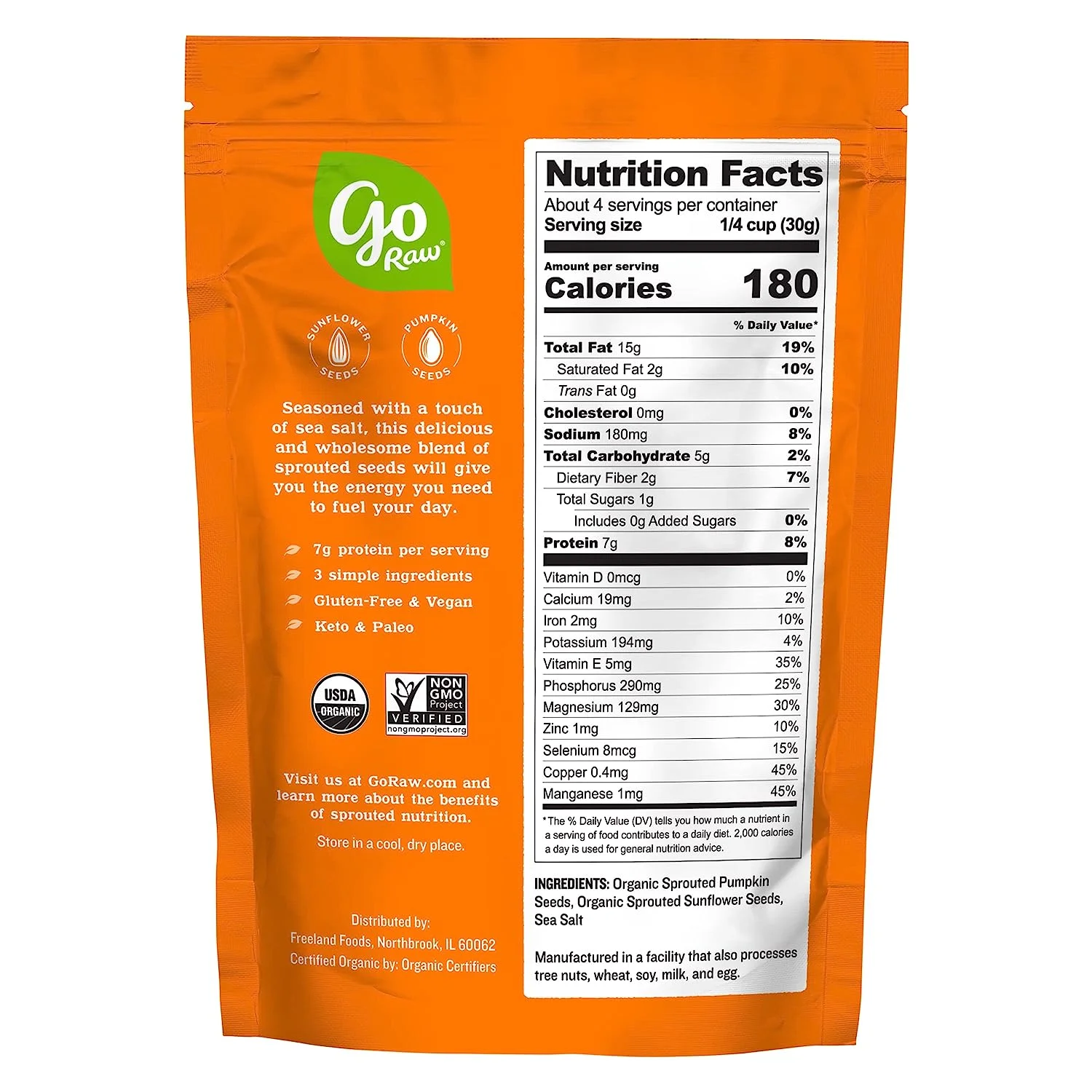 Go Raw - Seeds Snack Sea Salt, 4oz | Pack of 6