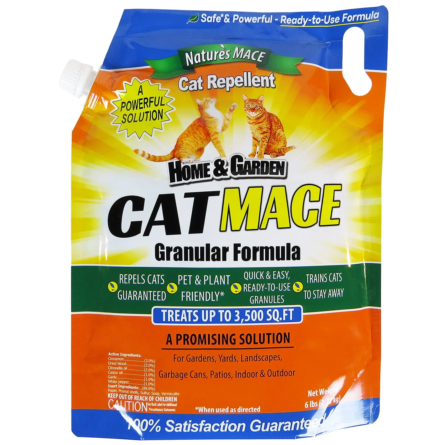 Nature's MACE Cat Repellent and Training Tool | 6lb. Granular Bag | Treats 3,500 Sq.ft | For Stray and Domestic Cats Pets