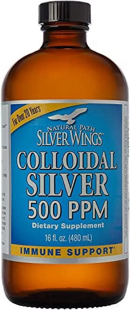 Natural Path Silver Wings Colloidal Silver 500PPM 16Oz + Herbal Ointment 250PPM