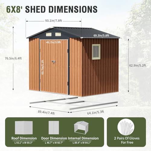 Outdoor Storage Shed, 5x3 Ft Metal Steel Tiny House with Lockable Door, Vertical Outside Storage Building for Garden, Backyard, Lawn, Patio Utility, Tool Storage