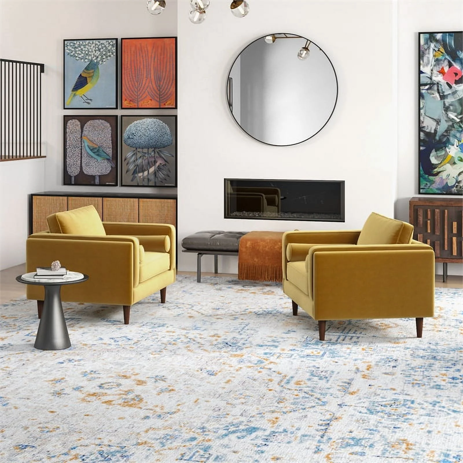 Ford Mid-Century Modern Pillow Back Velvet Lounge Chair in Gold (Set of 2)