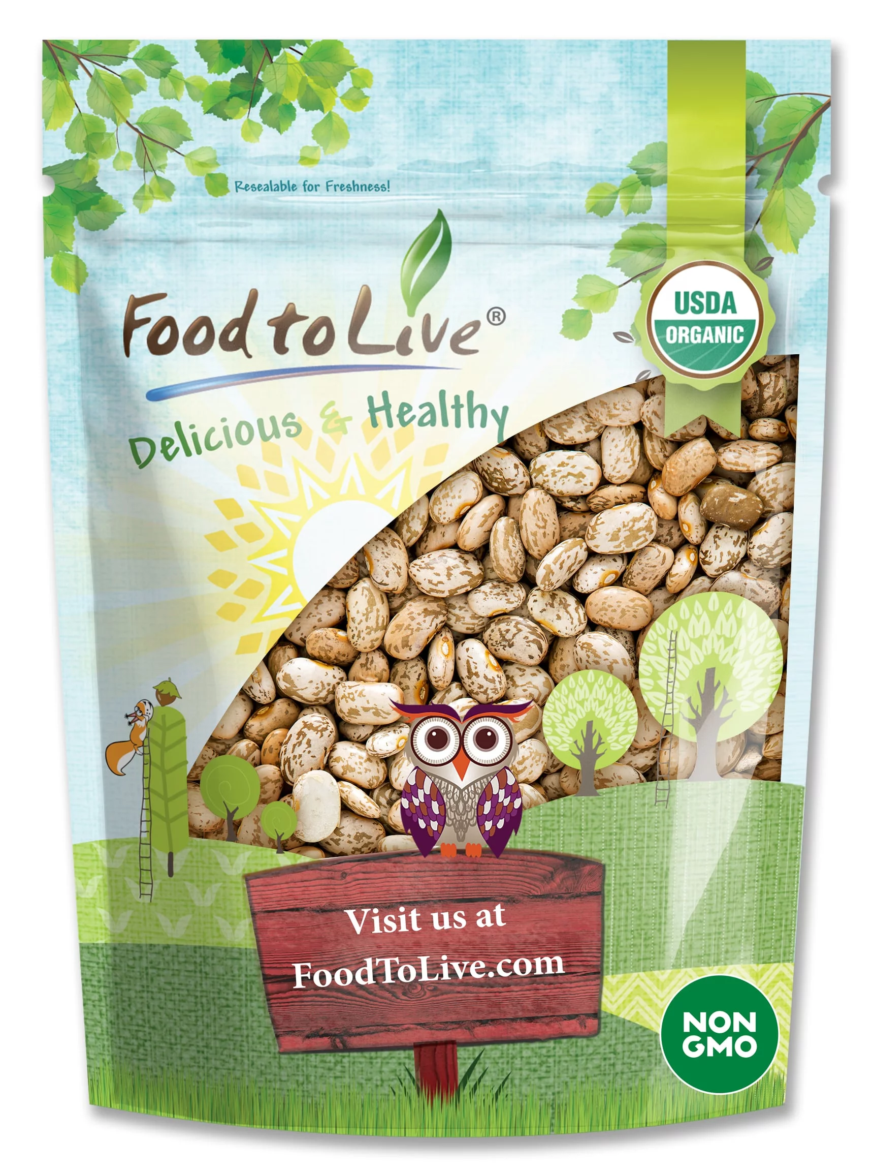 Organic Pinto Beans, 5 Pounds — Non-GMO, Sproutable, Kosher, Raw, Vegan — by Food to Live