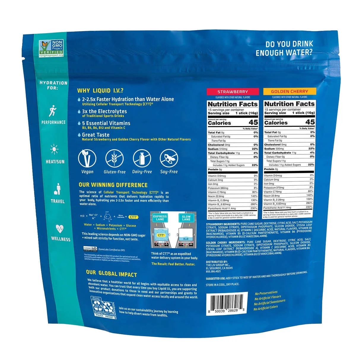 Liquid I.V. Hydration Multiplier 30 Individual Serving Stick Packs in Resealable Pouch, Variety Pack