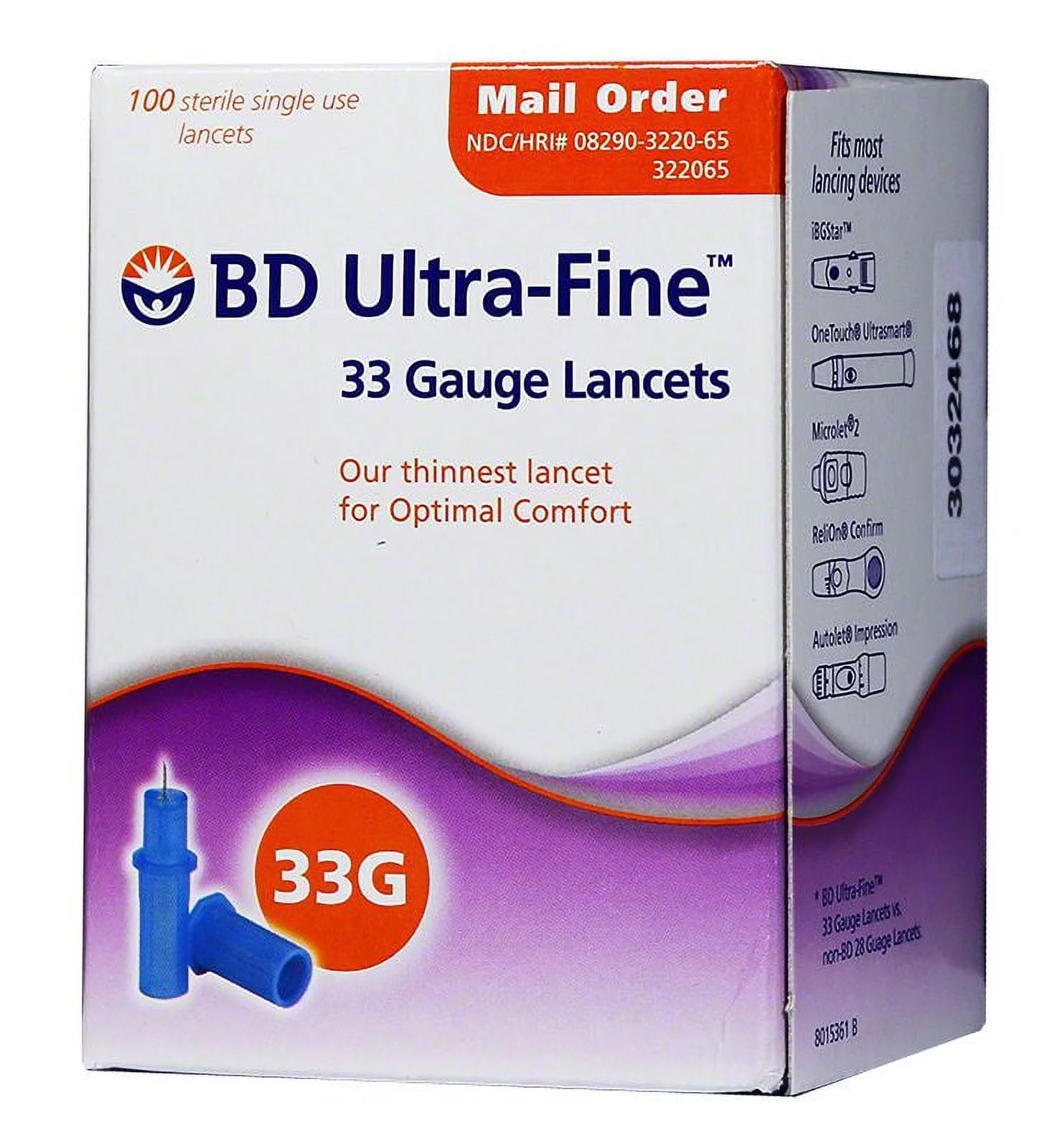 BD Ultra-Fine 33 Gauge  Lancets Box of 100