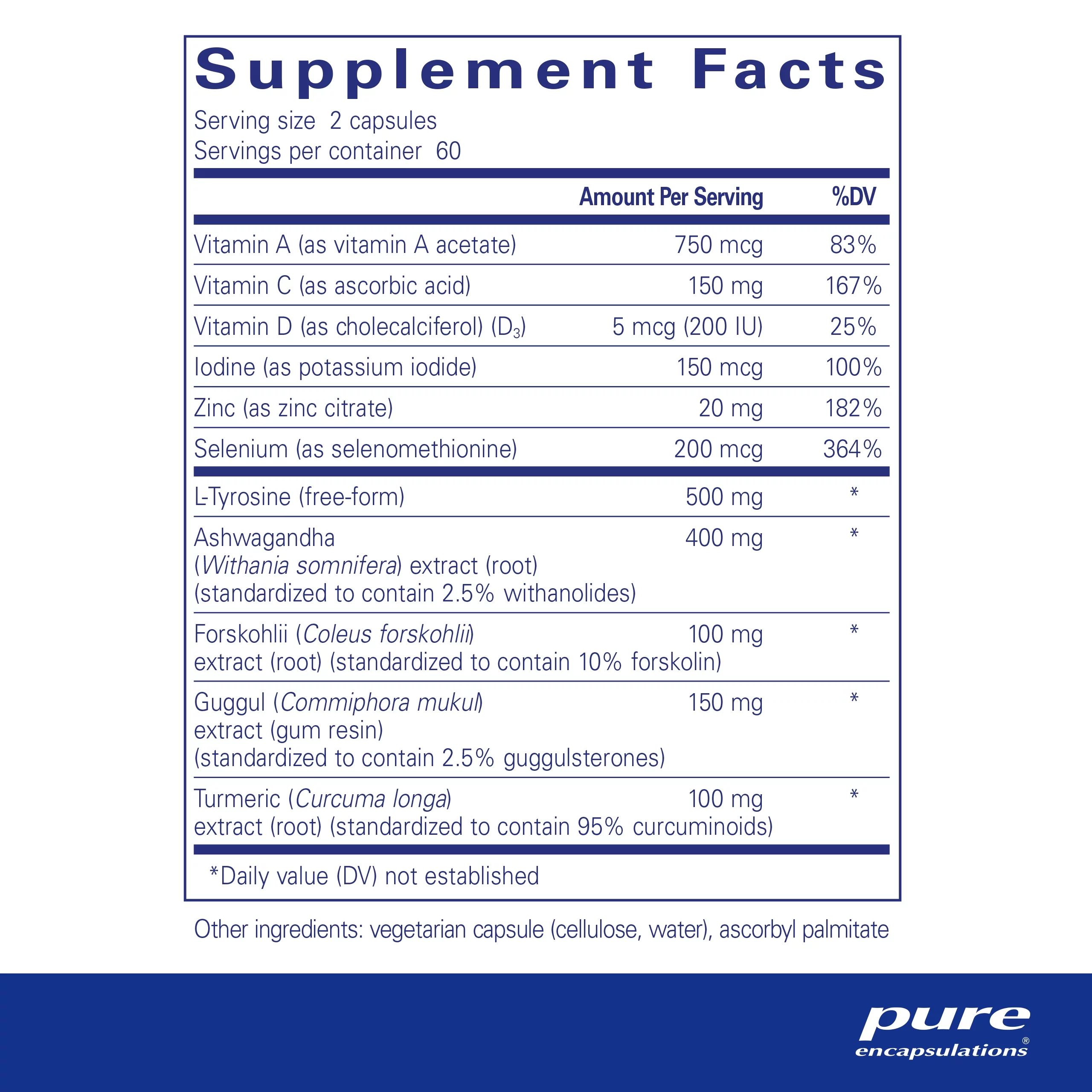 Pure Encapsulations Thyroid Support Complex | Hypoallergenic Supplement with Herbs and Nutrients for Optimal Thyroid Gland Function* | 120 Capsules