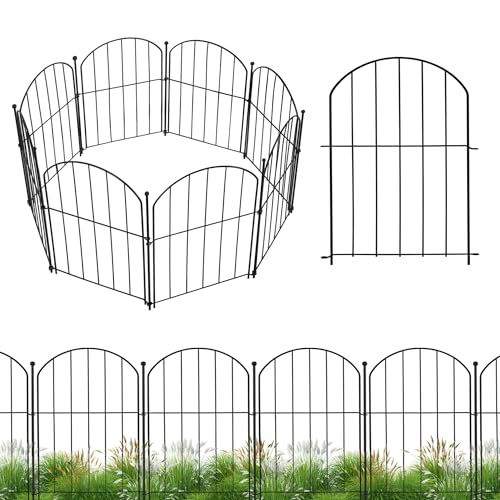 Garden Fence 10 Panels, 24 in(H) x 10 ft(L) Arched Rustproof Metal Garden Fence Border Animal Barrier for Dog Flower Edging for Yard Patio Outdoor