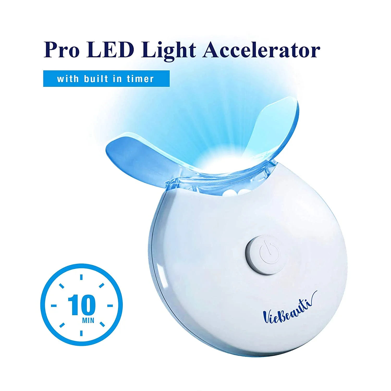 VieBeauti Teeth Whitening Kit - 5X LED Light Tooth Whitener with 35% Carbamide Peroxide, Mouth Trays, Remineralizing Gel and Tray Case - Built-in 10 Minute Timer Restores Your Gleaming White Smile