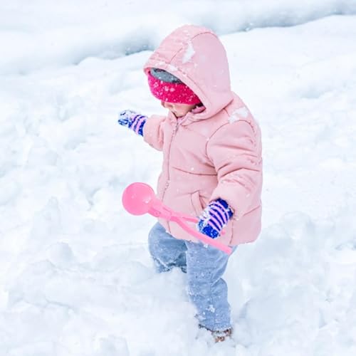 4 PCS/Set Snowball Maker Clips, Round Plastic Snowball Shaper Molds Clamp for Winter, Outdoor Snow Ball Fights Game Tool for Kids Adults Family Couple Friend Outside Snow Games (Pink)